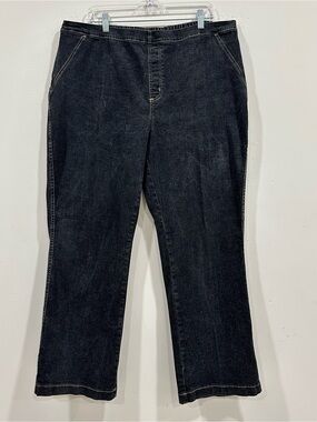 Soft Surroundings Black Denim Pull-On Pants Elastic Back Charcoal Size 2X